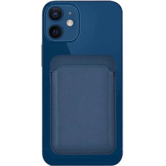 Кошелек для карт MagSafe Leather Wallet для Apple iPhone с анимацией кожаный, №02 Темно-Синий