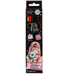 Цветные карандаши TIK TOK GIRL 6цв, акварельн CPA6-69230-TT