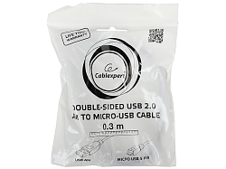 Кабель USB <--> microUSB  0.3м GEMBIRD/CABLEXPERT CC-mUSB2D-0.3M, пакет