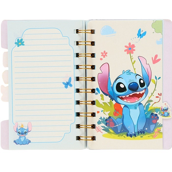 Блокнот А6, 65 л, ручка и стикеры-наклейки, Стич