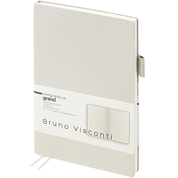 Ежедневник недатированный А5, 128 листов, GRAND кремовый блок 80 г/м2, серебро