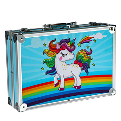 Набор для рисования 146 предметов (голубой чемодан)