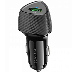 Авто ЗУ 1USB BOROFONE BZ31 Solid, черный, PD18Вт, кабель USB - microUSB