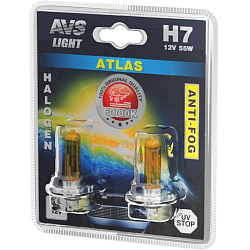 Лампа галогенная AVS ATLAS ANTI-FOG/желтый H7,12V.55W.блистер 2шт.