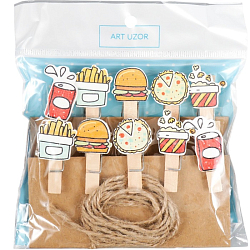 Декор для творчества дерево "Фастфуд" набор 10 шт 4х2,2 см   7822785