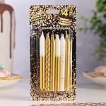 Набор свечей для торта "Золотая вечеринка", 12 шт, белый и золотой металлик   9943318