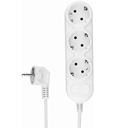 Сетевой удлинитель  1.5м POWER CUBE PC PC-3-1,5M, белый, 3 розеток, без выкл.,10А