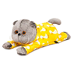 Мягкая игрушка Кот Басик в комбинезоне с принтом "Гусик" (лежачий) 25 см  (Kl25-003)