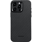 Задняя накладка PITAKA MagEZ Pro 4 для iPhone 15 Pro черно-серый, кевлар (арамид) (KI1501PP)