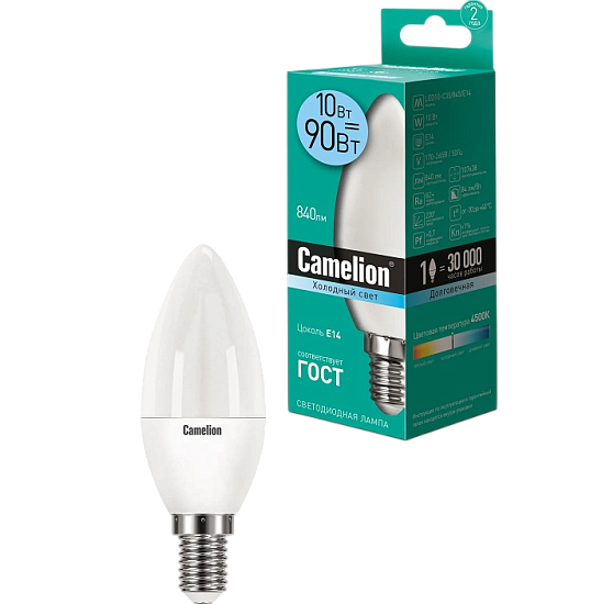 Лампа светодиодная CAMELION  C35 10W/4500K/E14