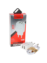 Сетевое ЗУ 2USB 2.1A ELTRONIC FASTER microUSB белый в коробке (5621)