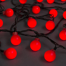 Гирлянда "Нить - с насадками" 5 м, «Шарики красные», свечение красное, 8 режимов, IP20