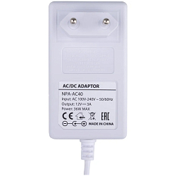 Блок питания 12V 3A GEMBIRD NPA-AC40, белый, 36Вт, 5.5х2.5мм