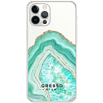 Задняя накладка GRESSO для iPhone 12 Pro. Коллекция "Drama Queen". Модель "Mint Agate".
