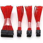 Комплект кабелей для БП в оплетке Rock Light, красный