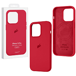 Силиконовый чехол SILICONE CASE для iPhone 14 Pro Red (MagSafe) c LOGO