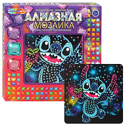 Алмазная мозаика на черном фоне 15*15 "Стич" в коробке УТМ01483350