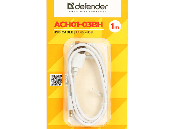 Кабель USB <--> Lightning  1.0м DEFENDER ACH01-03BH белый
