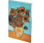 Блокнот А5 134х206мм, 80л, твёрдый, клетка, выборочный лак, STAFF, Подсолнухи, 114422