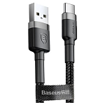 Кабель USB <--> Type-C  2.0м BASEUS Cafule CATKLF-CG1 серый, чёрная вставка
