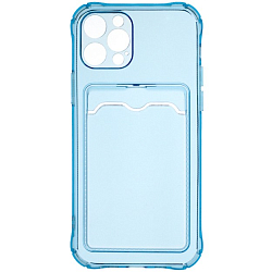 Задняя накладка ZIBELINO Silicone Card Holder Case для iPhone 12 Pro (голубой)