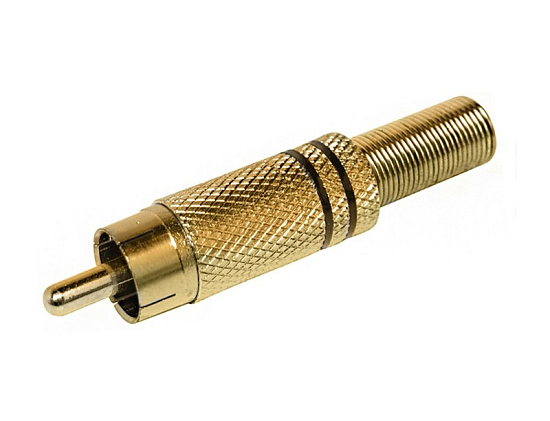 Штекер RCA мет. 2 полоски Gold