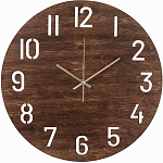 Часы настенные РУБИН "Натура", деревянные, d=40см,открытая стрелка, корпус темный (4002-001)