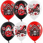 Шар (12''/30 см) Русские мотивы, Ассорти, пастель, 1 ст, 25 шт. УТМ01519262