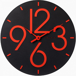 Часы настенные РУБИН "Цифры", из металла, d=40 см, открытая стрелка, черный+красный (4011-002)