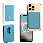 Кошелек для карт Leather Wallet Sky Blue iPhone 12-15 Pro Max (Анимация NFC Clear) с лого