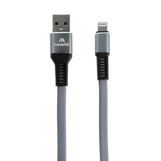Кабель USB <--> Lightning  1.2м MAVERICK Textile & Metall, C4, серый