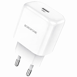 Сетевое ЗУ 1Type-C 3A BOROFONE  BN33  White, кабель Type-C-Type-C, PD 40W