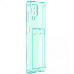 Задняя накладка ZIBELINO Silicone Card Holder Case для Samsung Galaxy A12 (мятный) защита камеры