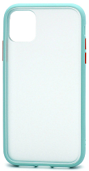 Задняя накладка FASHION CASE для iPhone 11 Pro, матовая прозрачная, бирюзовая по краям, оранжевые кнопки