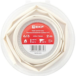 Термоусаживаемая трубка ТУТ нг 6/3 белая ролик 2 м EKF