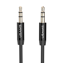 Кабель Jack 3.5 <--> Jack 3.5  1.0м USAMS YP-01, 1.0м, круглый, чёрный, в коробке