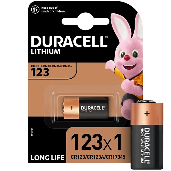Элемент питания DURACELL CR123A Long Life (1/10)