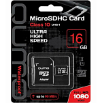 Micro SD 16Gb QUMO QM16GMICSDHC10U1 Class 10 UHS-I + адаптер SD