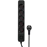 Сетевой фильтр  3.0м ГАРНИЗОН EPS-5-B-3, черный, 5 розеток, 10А, ур.защиты 2+, пакет