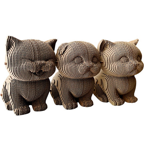 Картонный 3D конструктор QBRIX Три котика