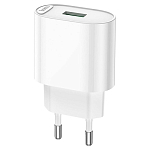 Сетевое ЗУ 1USB HOCO C109A, Fighter, белый, 18Вт, QC3.0