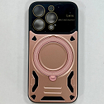 Силиконовый чехол BRISTOL Magsafe для iPhone 15 PRO розовый , защита камеры, кольцо-подставка