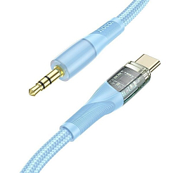 Кабель Jack 3.5 <--> Type-C  1.0м HOCO UPA25, Discovery edition, синий