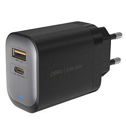 Сетевое ЗУ 1USB/1Type-C PERO TC29 ULTIMATE, серый, 45W
