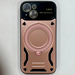 Силиконовый чехол BRISTOL Magsafe для iPhone 15 розовый , защита камеры, кольцо-подставка