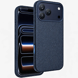 Задняя накладка KEEPHONE LYCUCCI MagSafe Silicone Leather Case для iPhone 17 Pro Max, синий