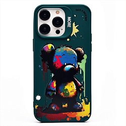 Задняя накладка SC335 для iPhone 14 Pro Max  (медведь) (dark green) (227043)