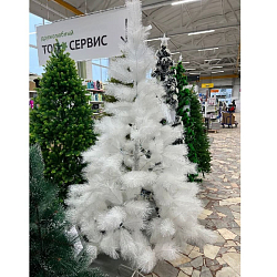 Сосна новогодняя искусственная пушистая белая 210 см