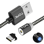 Кабель USB <--> Type-C  1.0м TOPK R-Line1 магнитный черный