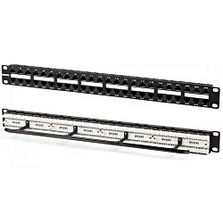 Патч-панель 19" Hyperline PPHD-19-24-8P8C-C5E-110D 0.5U 24xRJ45 кат.5e UTP